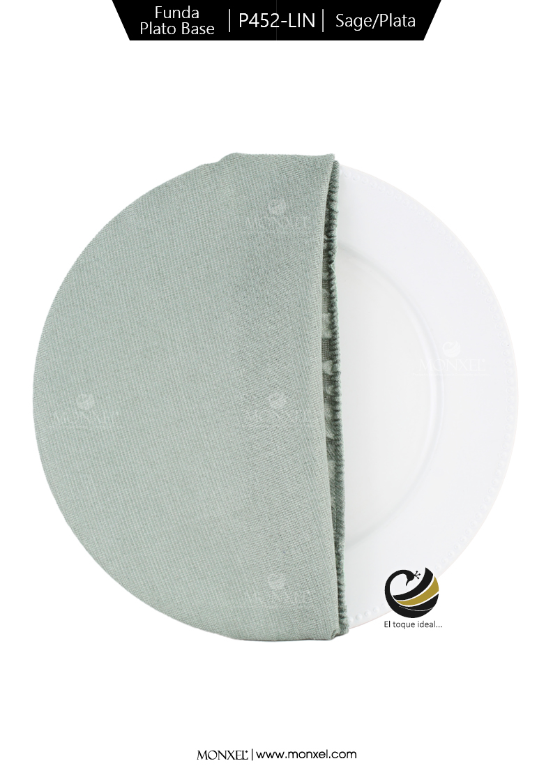 Funda Plato Base P452-LIN Sage/Plata 40 cm. (Textil)