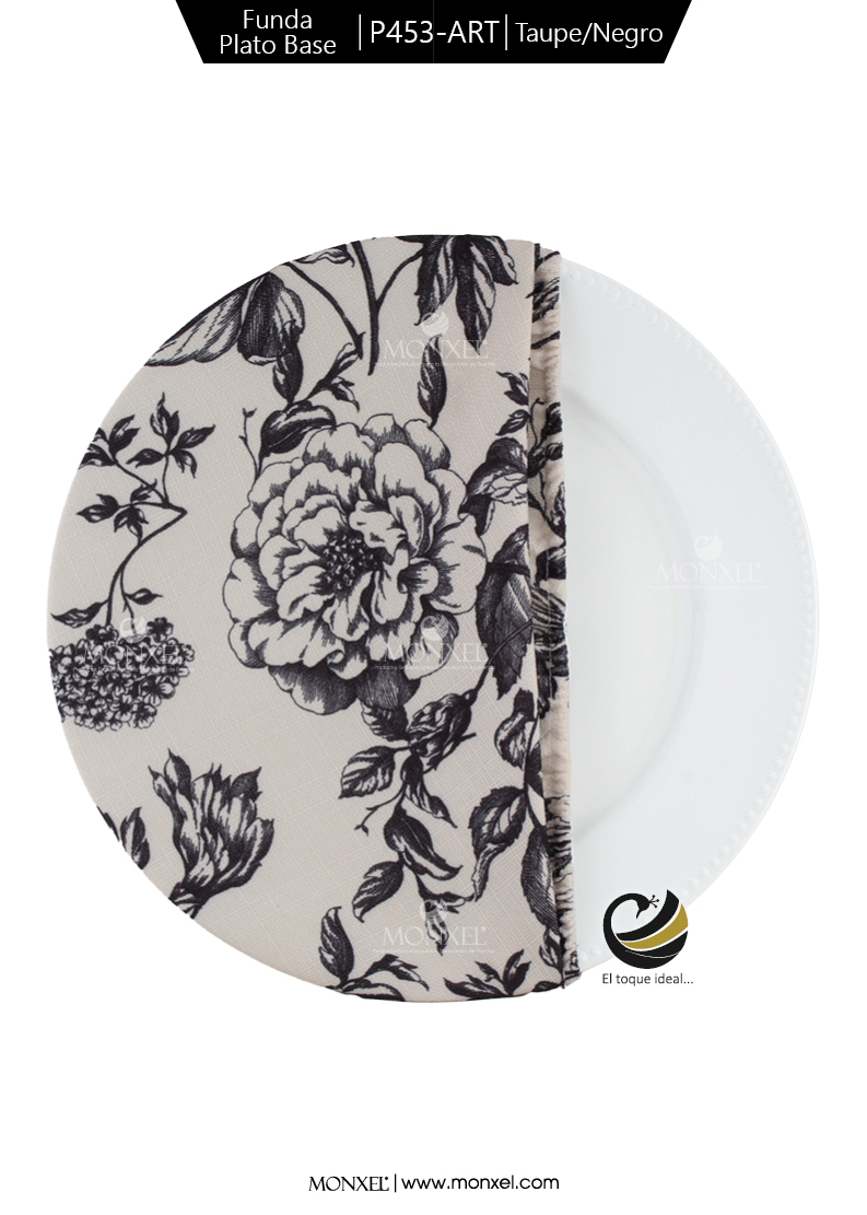 Funda Plato Base P453-ART Taupe/Negro 40 cm. (Textil)
