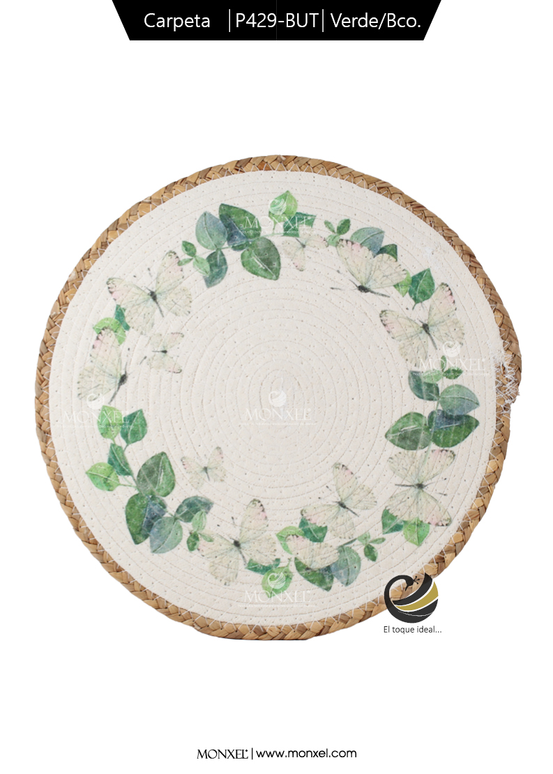 Carpeta (Plato Base) P429-BUT Verde/Blanco 37.5 cm. (Algodón)