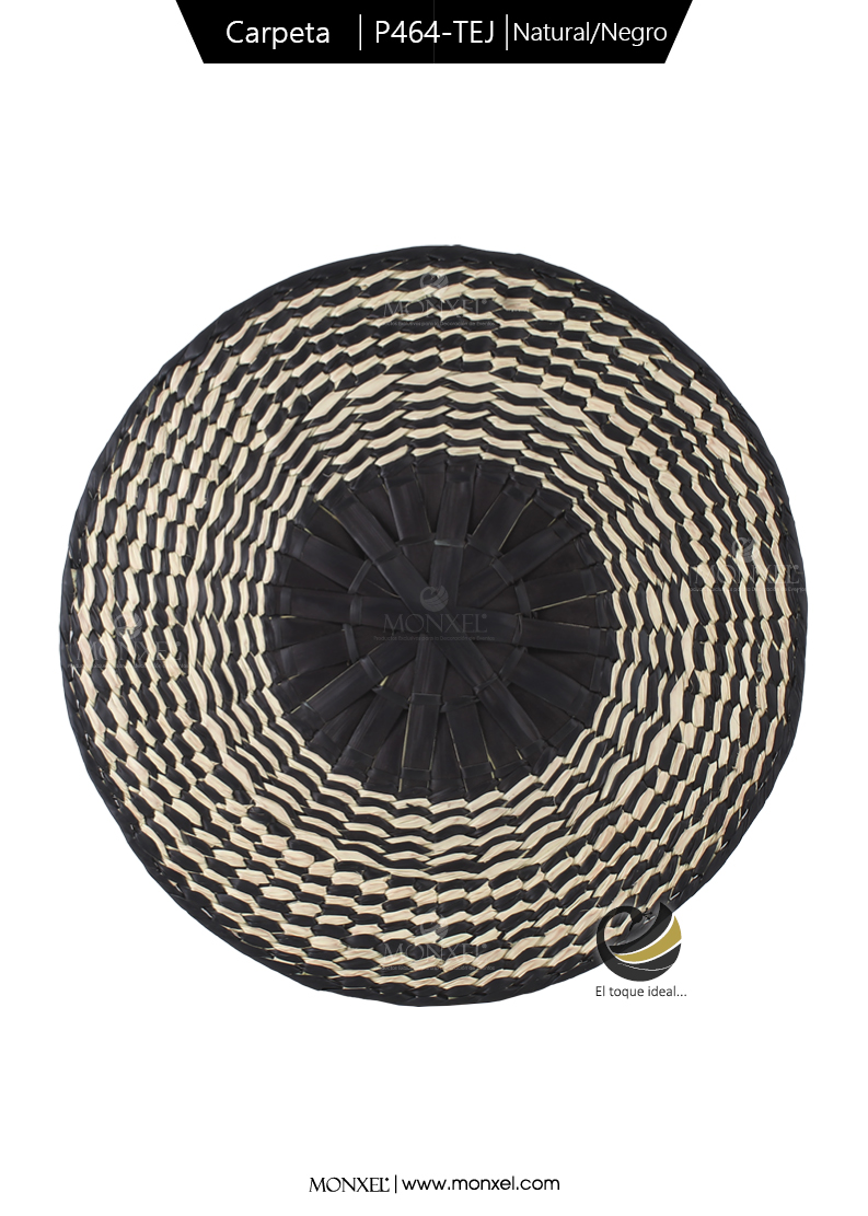 Carpeta (Plato Base) P464-TEJ Natural/Negro 35 cm. (Hojas de Palma)