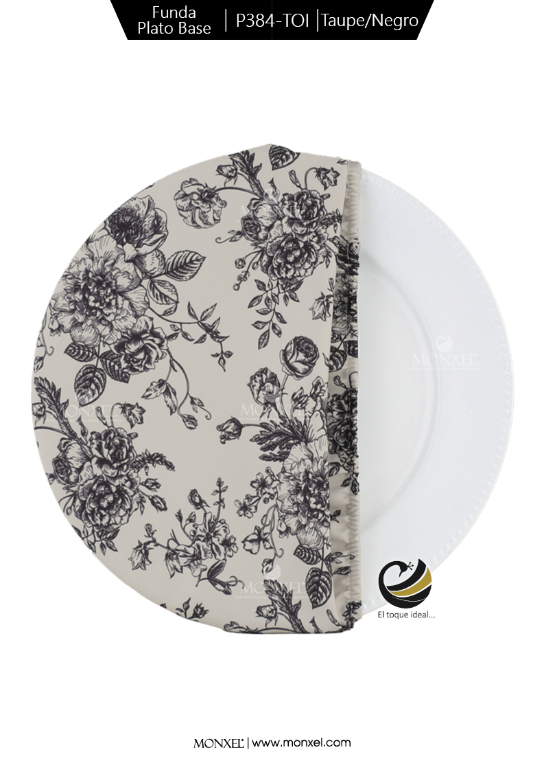 Funda Plato Base P384-TOI Taupe/Negro 40 cm. (Textil)