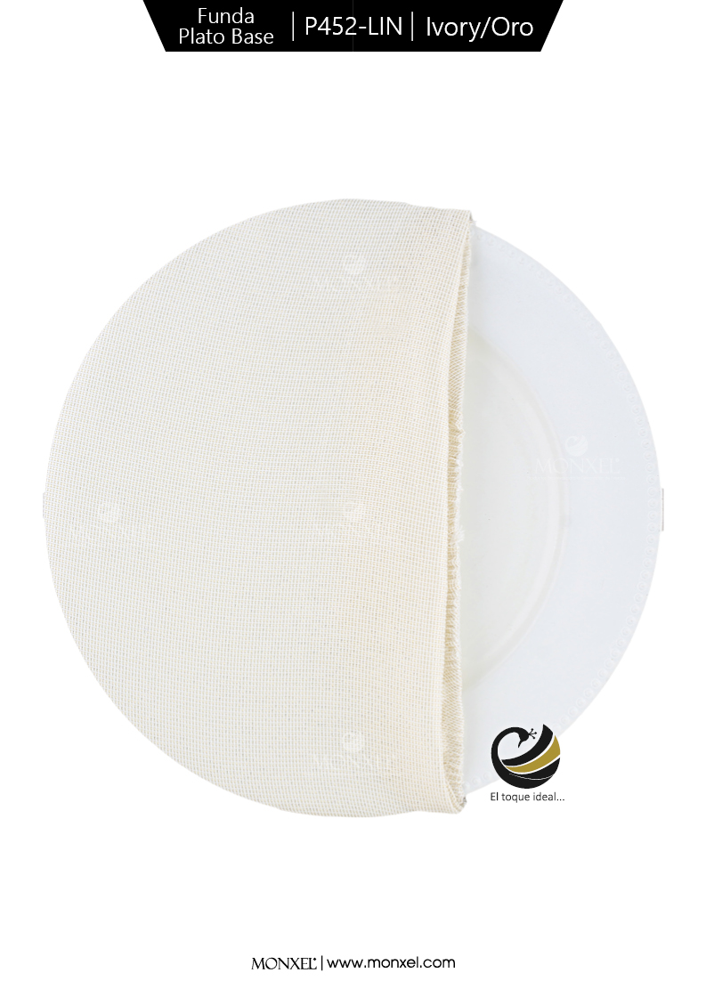 Funda Plato Base P452-LIN Ivory/Oro 40 cm. (Textil)