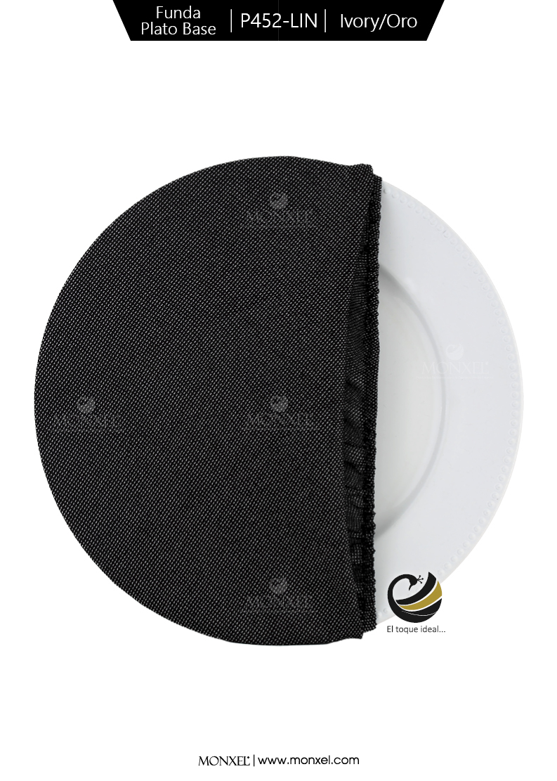 Funda Plato Base P452-LIN Negro/Plata 40 cm. (Textil)