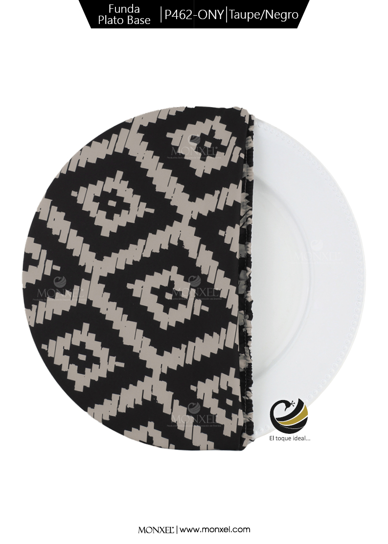Funda Plato Base P462-ONY Taupe/Negro 40 cm. (Textil)