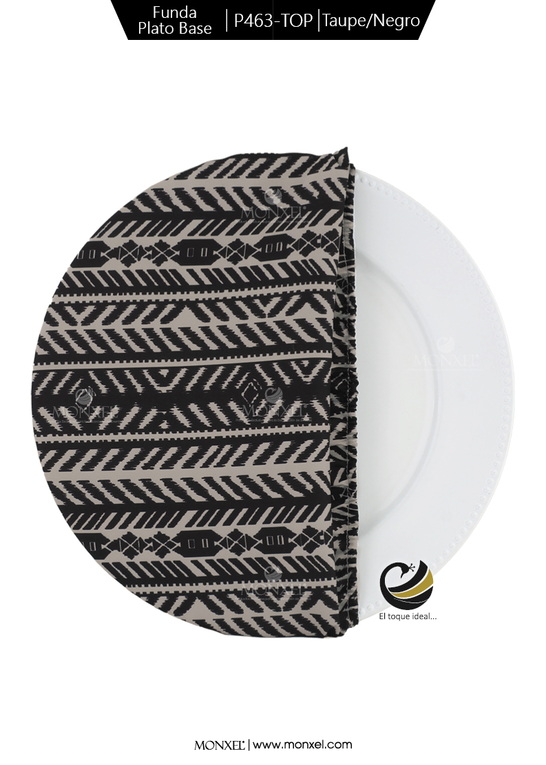 Funda Plato Base P463-TOP Taupe/Negro 40 cm. (Textil)