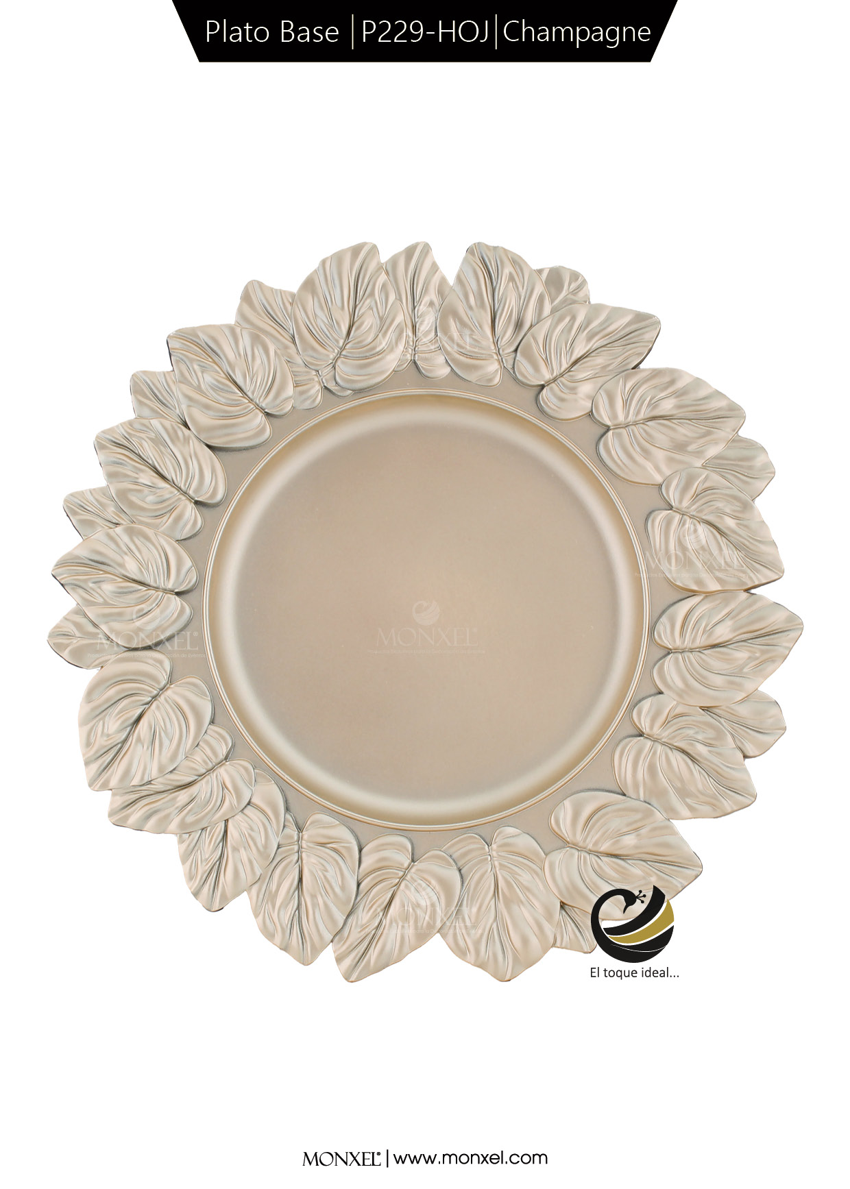 Plato Base P229-HOJ Champagne 35 cm. (Polipropileno)