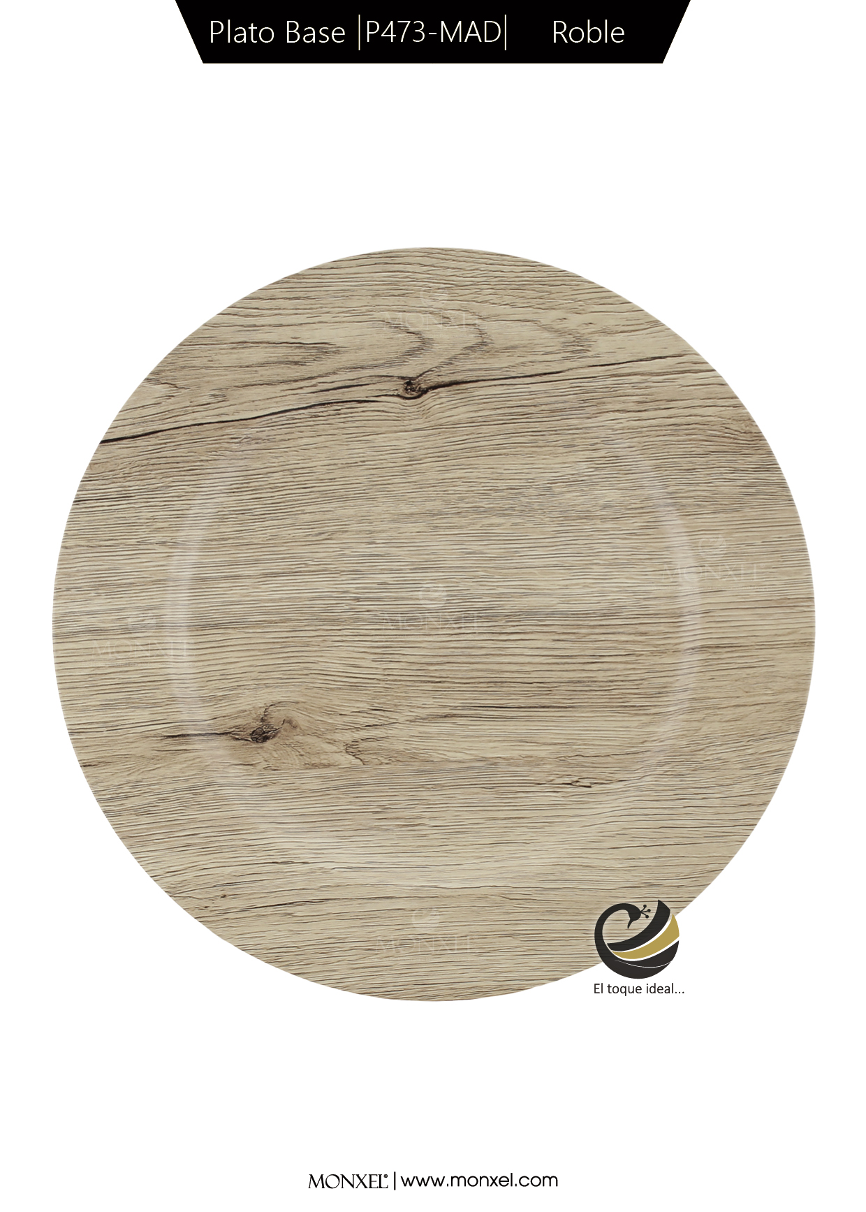 Plato Base P473-MAD Roble 33 cm. (Polipropileno)