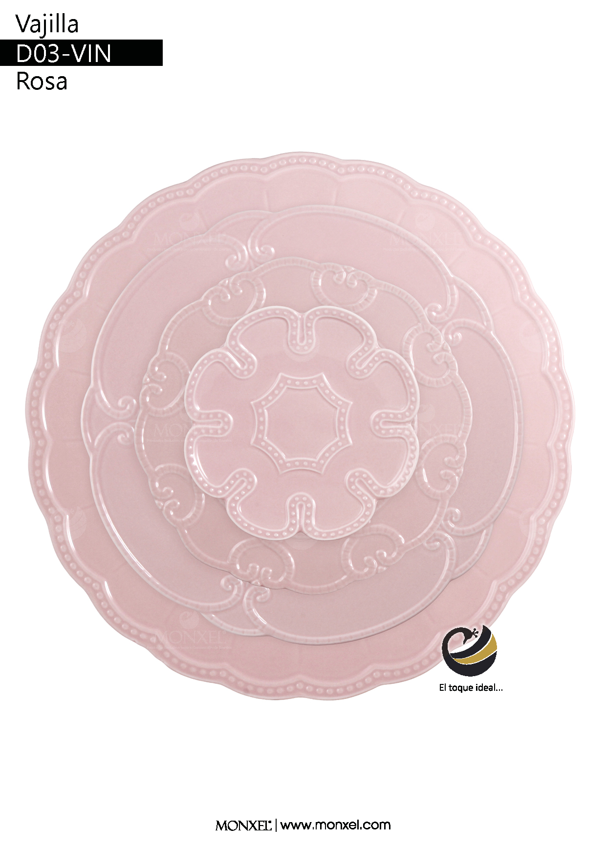 Vajilla D03-VIN Rosa (Porcelana)