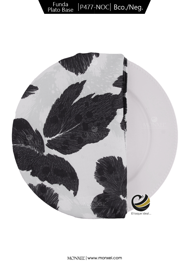 Funda Plato Base P477-NOC Blanco/Negro 40 cm. (Textil)