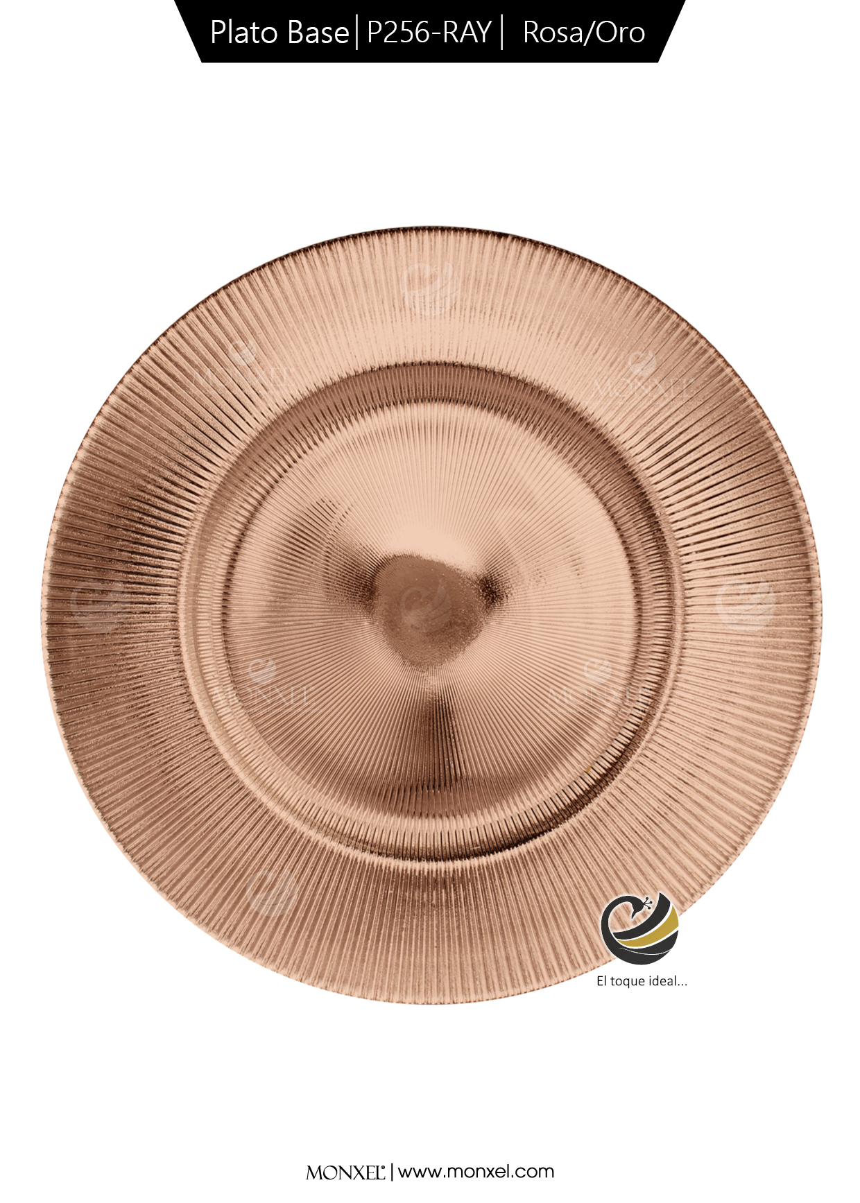 Plato Base P256-RAY Rosa Oro 33cm (Cristal)