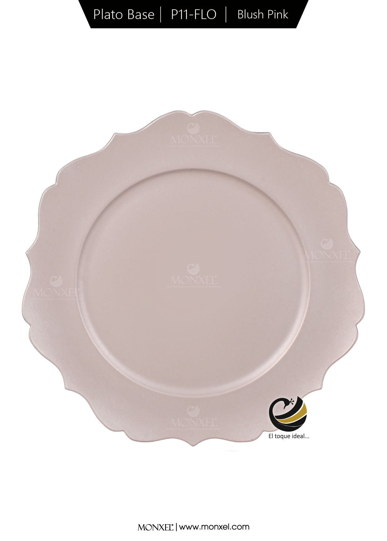 Plato Base P11-FLO Blush Pink 33 cm. (Polipropileno)