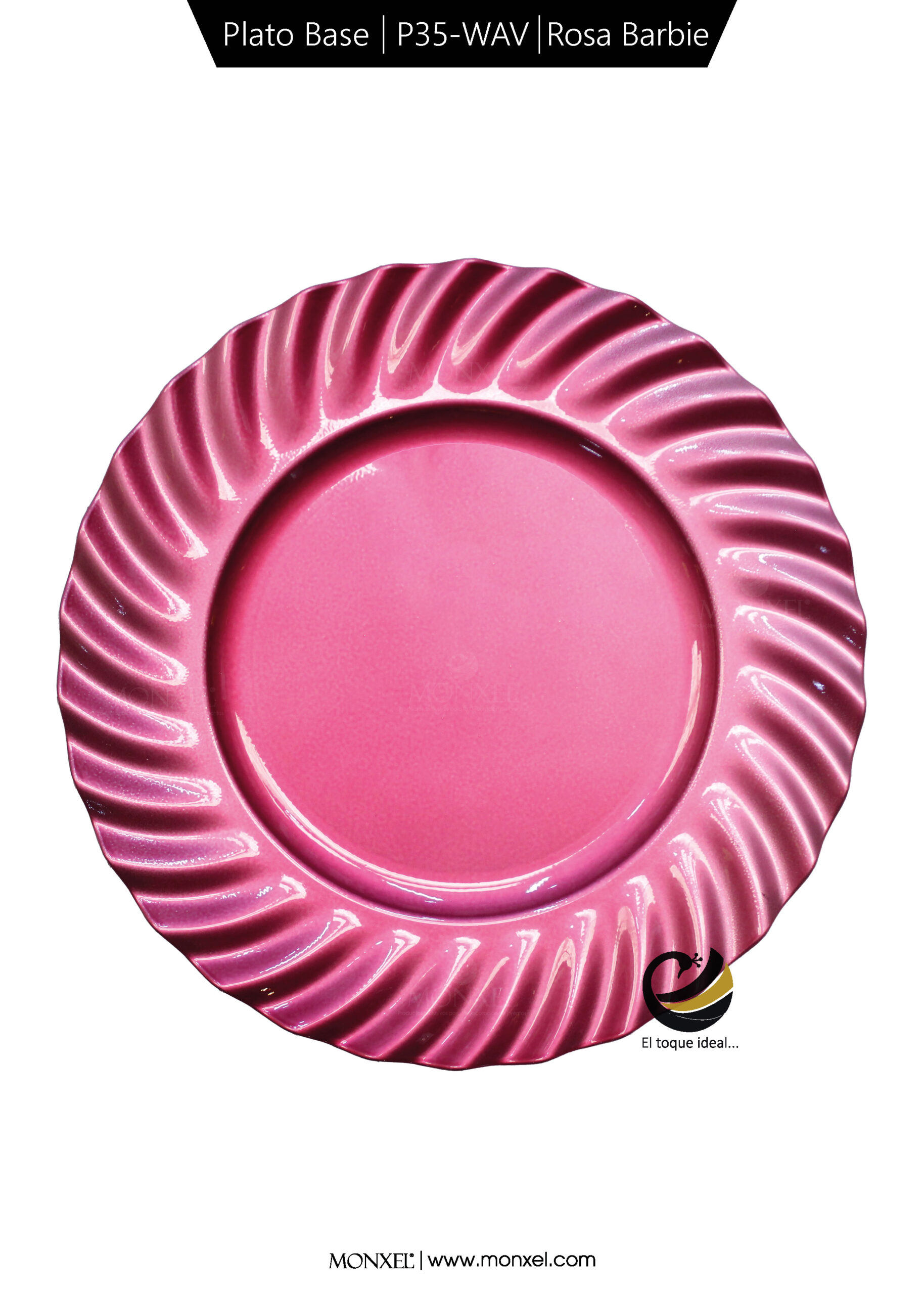 Plato Base P35-WAV Rosa Barbie 33 cm. (Polipropileno)
