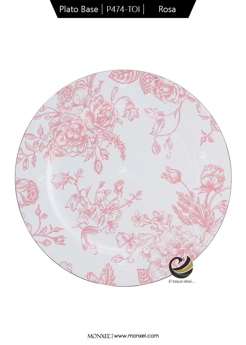 Plato Base P474-TOI Rosa 33 cm. (Polipropileno)